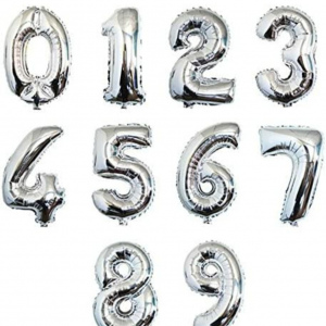 40 Inch Silver Number Balloon 0