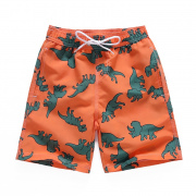 Swim Trunks Orange Dinosaur