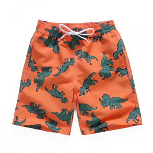 Swim Trunks Orange Dinosaur